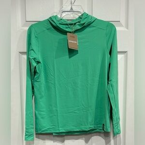 Patagonia Kids' Large Capilene Silkweight Hoodie Aloe Green NWT UPF 40